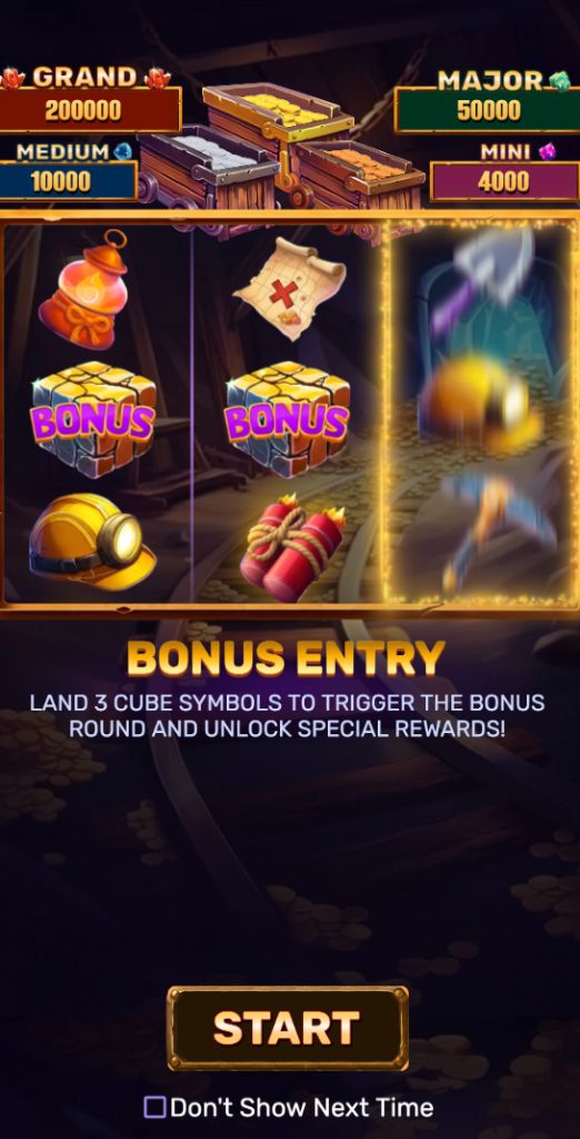 Bonus entry screen explaining the three-cube trigger